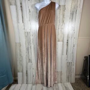 Baltic Born Tatiana Velvet Maxi Dress L | Rose | One Shoulder | NWT